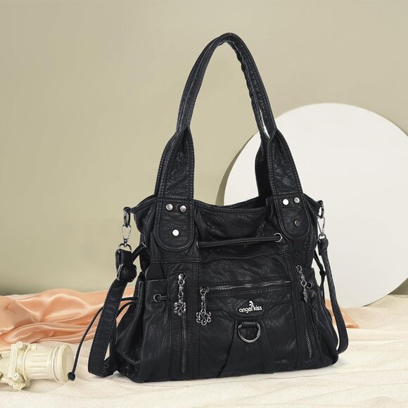Chic Vegan Leather Hobo Bag for Women - Stylish Roomy Tote with Crossbody Strap - Picture 8 of 8
